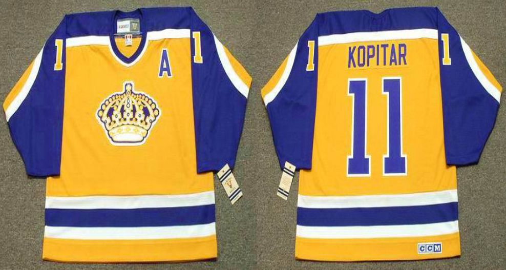 2019 Men Los Angeles Kings #11 Kopitar Yellow CCM NHL jerseys->los angeles kings->NHL Jersey